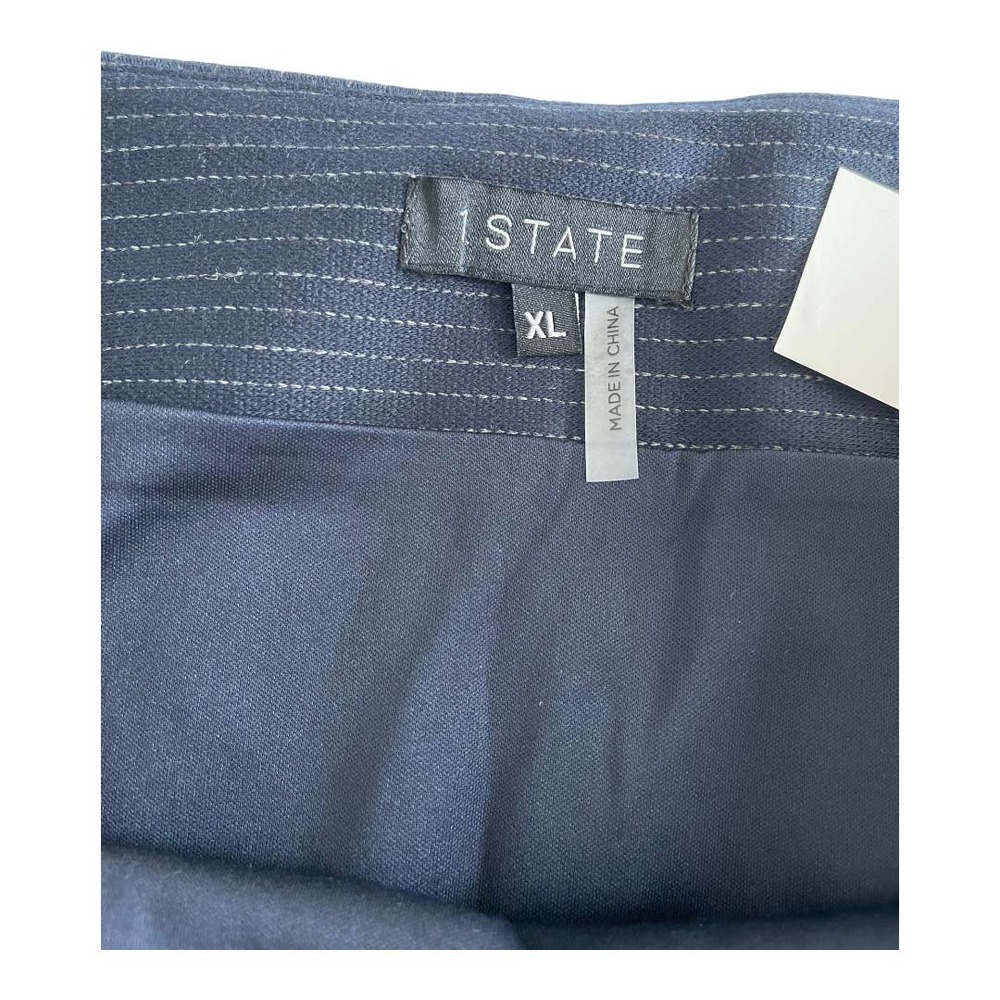 NWT 1.STATE Ruffle Pinstripe Mini Skirt Navy Size XL - Picture 3 of 6